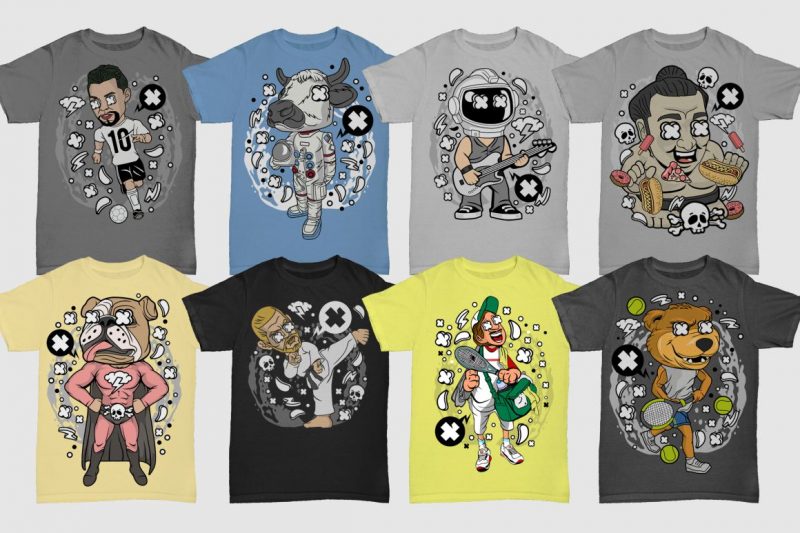 100 Tshirt Designs Bundle Cartoon Concept #7