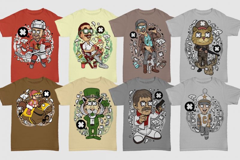 t-shirt vector 100 Tshirt Designs Bundle Cartoon Concept #7