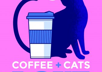 Coffee And Cat Love print ready t shirt design