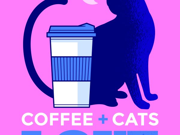 Coffee and cat love print ready t shirt design