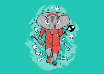 Elephant Jogging graphic t-shirt design