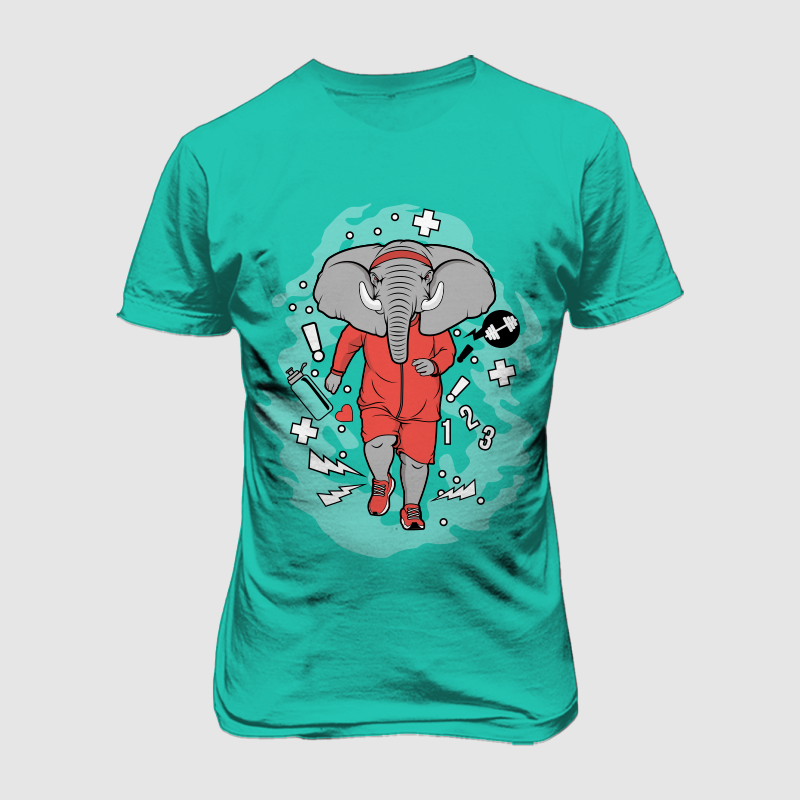 Elephant Jogging graphic t-shirt design
