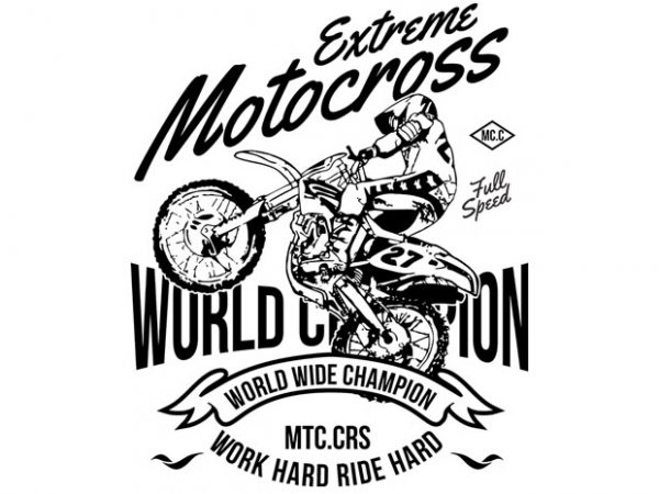Extreme motocross world wide champion t shirt design for purchase