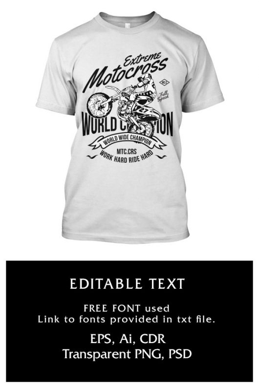 Extreme Motocross World Wide Champion t shirt design for purchase