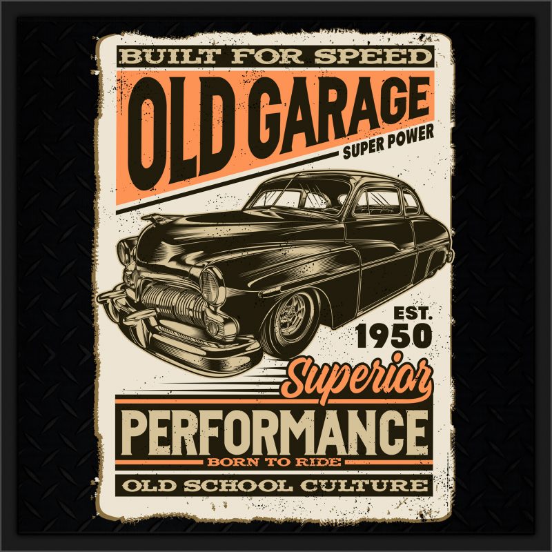 Old Garage t shirt design for purchase