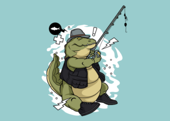 Fishing crocodile ready made tshirt design