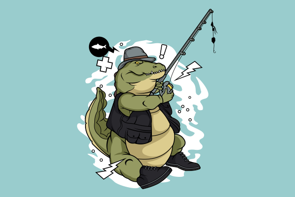 Fishing crocodile ready made tshirt design