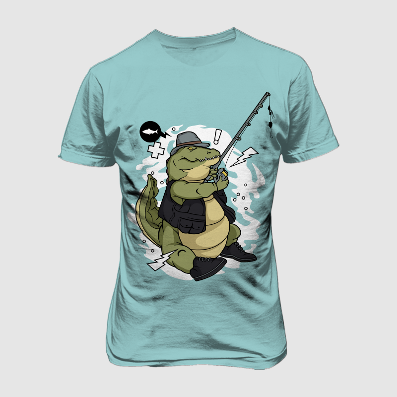 Fishing crocodile ready made tshirt design