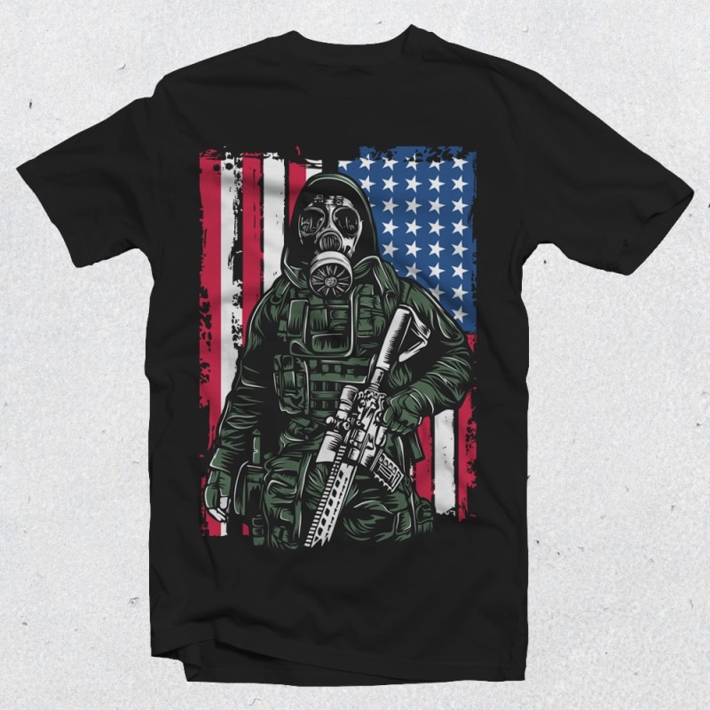 Gas Mask Soldier 02 t shirt design for download