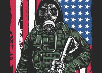 Gas mask soldier 02 t shirt design for download