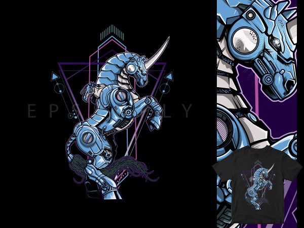 Horse mecha, vegasus steampunk commercial use t-shirt design