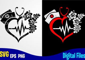 Nurse, coronavirus, Quarantine, covid, nurse svg, heartbeat, stethoscope, Corona, covid, Funny Nurse design svg eps, png files for cutting machines and print t shirt designs