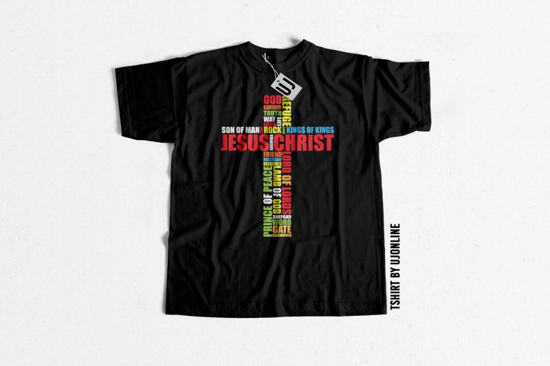 Jesus Christ Cross Typography t-shirt design for commercial use