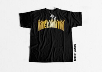 Melanin Fire Typography t shirt design for purchase