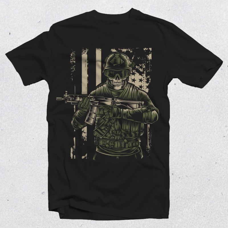 Military Skull 02 commercial use t-shirt design