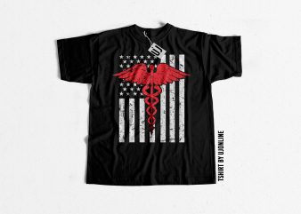 NURSING FLAG – FIGHT COVID19 t shirt design for purchase