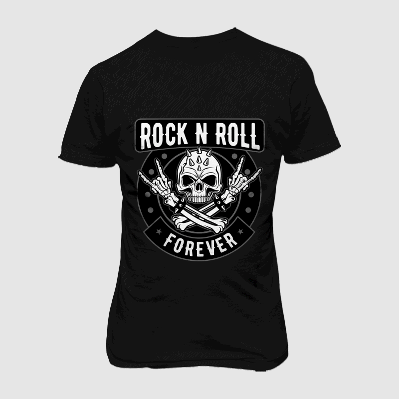 ROCK AND ROLL SKULL buy t shirt design artwork