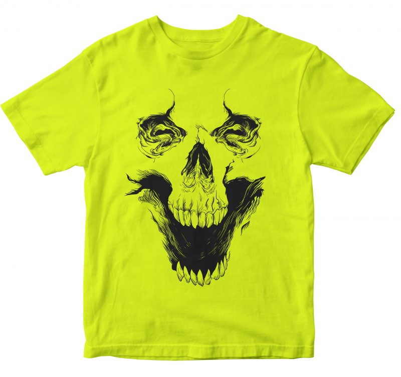 SKULL TORN BRUSH t shirt design for purchase