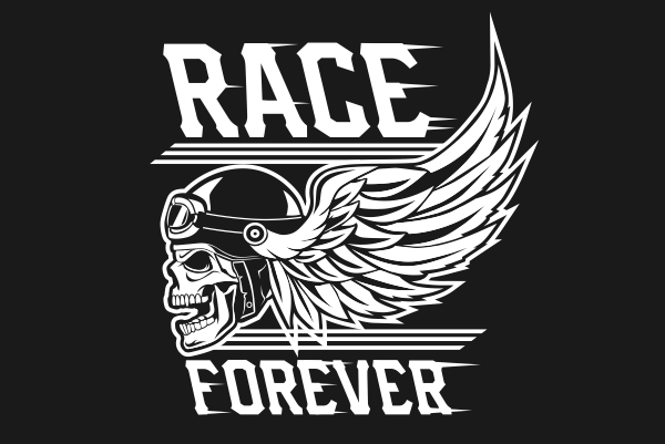 Skull biker black and white graphic t-shirt design