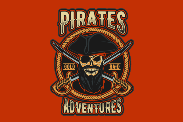 Skull pirate t-shirt design for commercial use