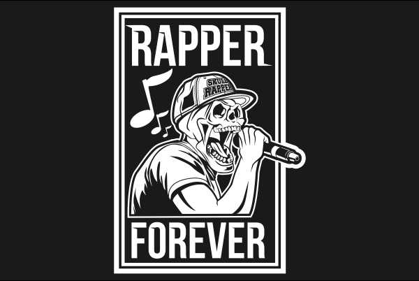 Skull rapper black and white buy t shirt design for commercial use