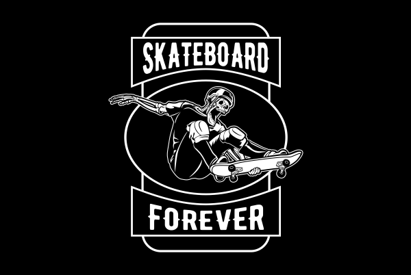 Skull skate board graphic t-shirt design