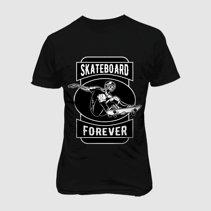 SKULL SKATE BOARD graphic t-shirt design