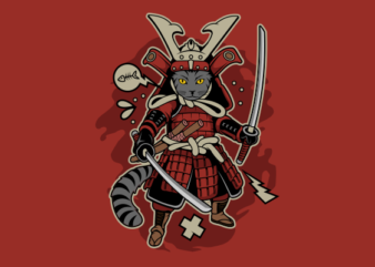 Samurai Cat t shirt design template