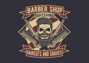 Skull Barber t shirt design for sale