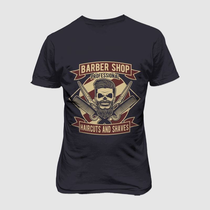 Skull Barber t shirt design for sale