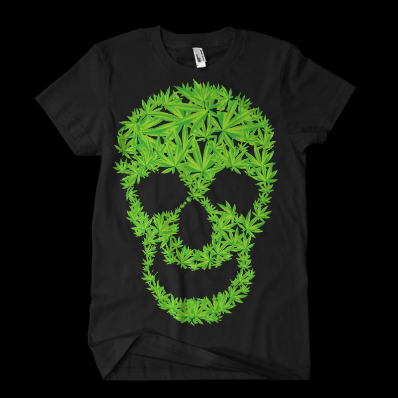 weed skull t shirt design template