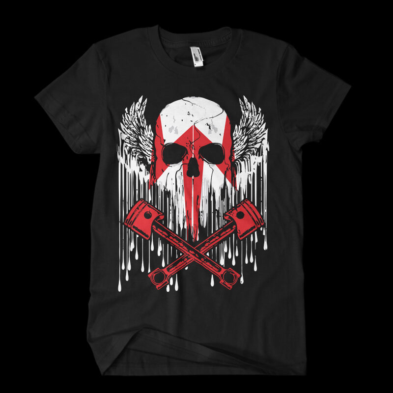 cool skull biker t shirt design template