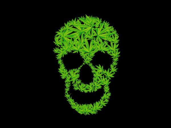 Weed skull t shirt design template