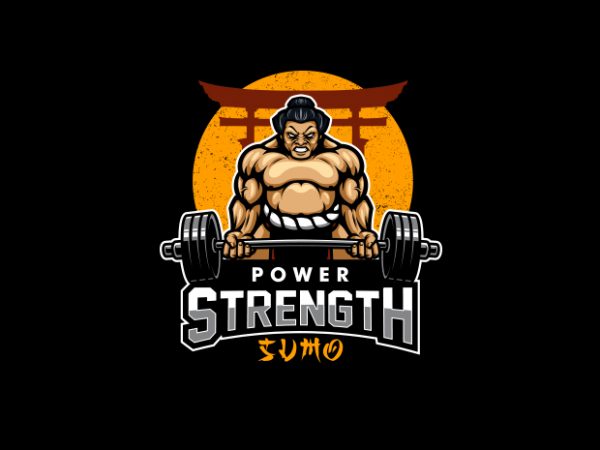 Power strength sumo vector t-shirt design