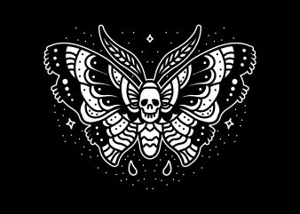 skull butterfly graphic t-shirt design