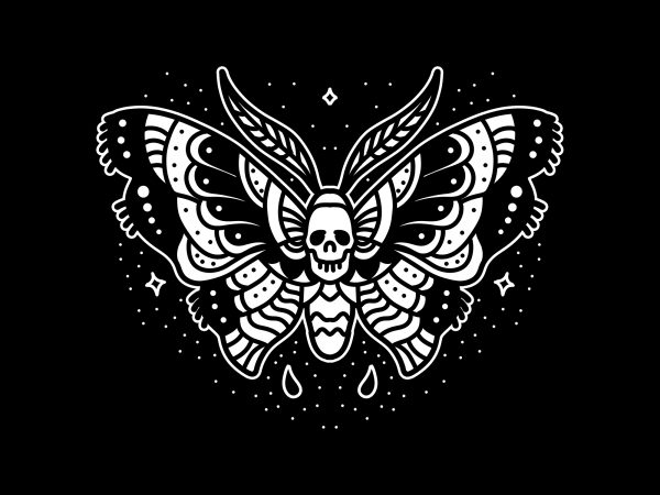 Skull butterfly graphic t-shirt design