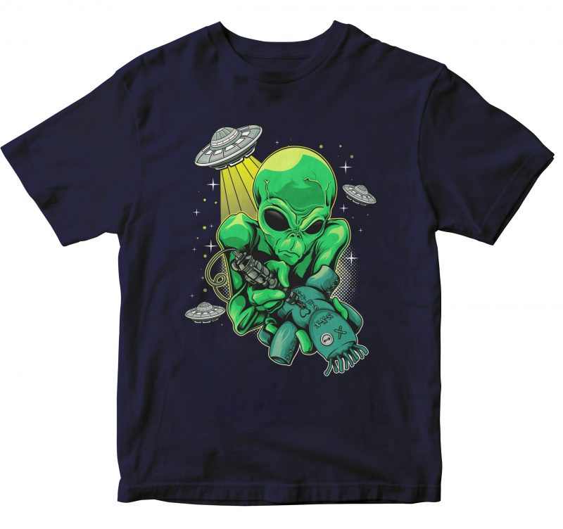 alien tattooing voodoo dolls t shirt design for sale