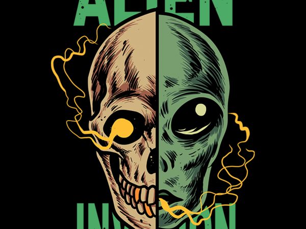 Alien invasion t shirt design for sale