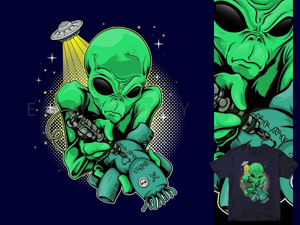 Alien tattoo t shirt design for sale