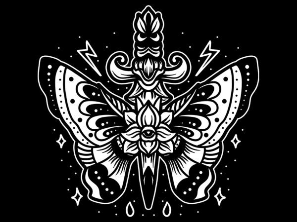 Butterfly tattoo ready made tshirt design