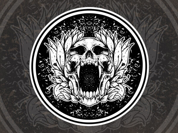 Skull flower t-shirt design