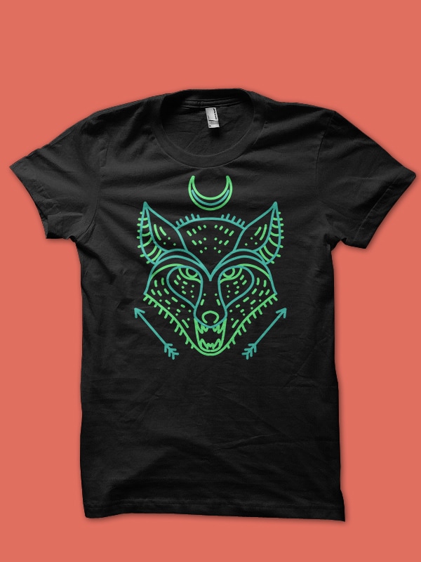 fox line art t shirt design for download