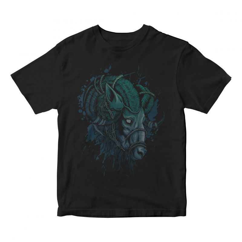 mighty goat head broken t-shirt design png