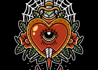 heart and dagger t-shirt design for commercial use