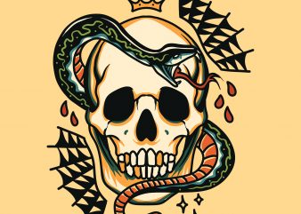 skull and snake tattoo print ready t shirt design