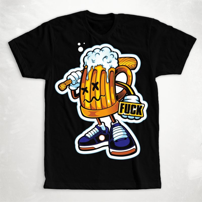 Beer Gangsta print ready t shirt design