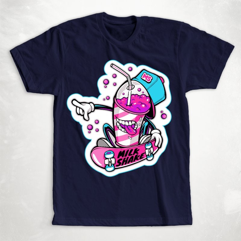 Milk Shake Skateboard print ready t shirt design