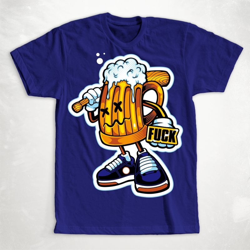 Beer Gangsta print ready t shirt design