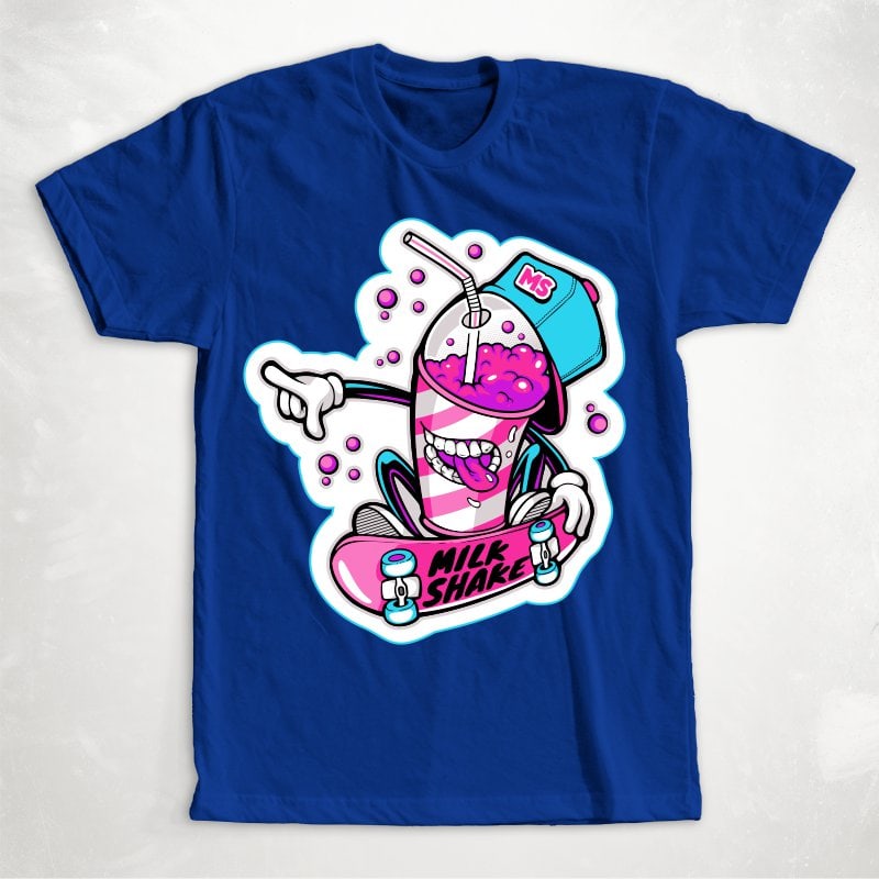 Milk Shake Skateboard print ready t shirt design