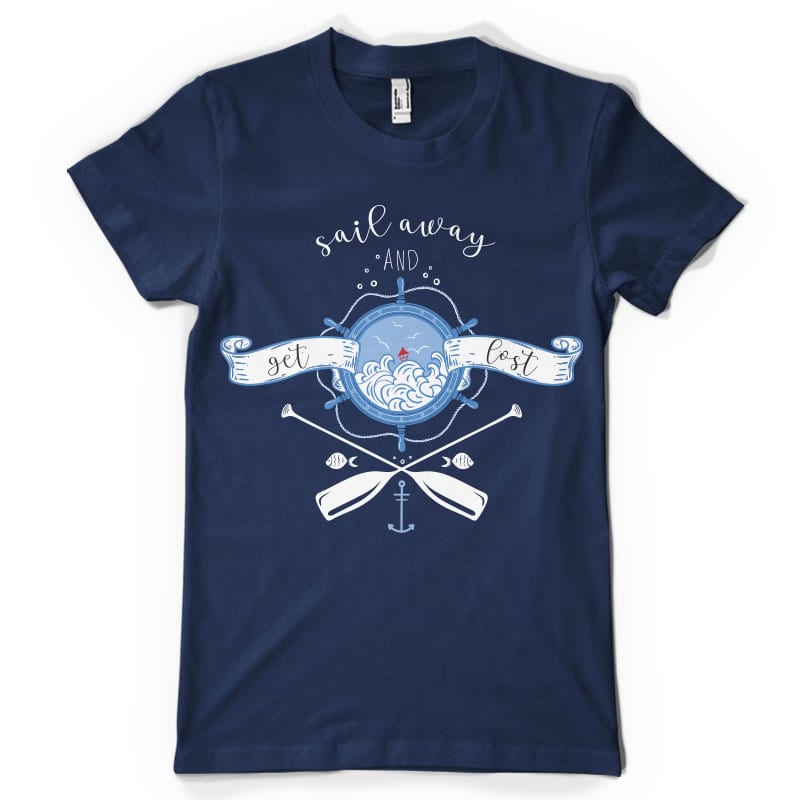 Sail away graphic t-shirt design